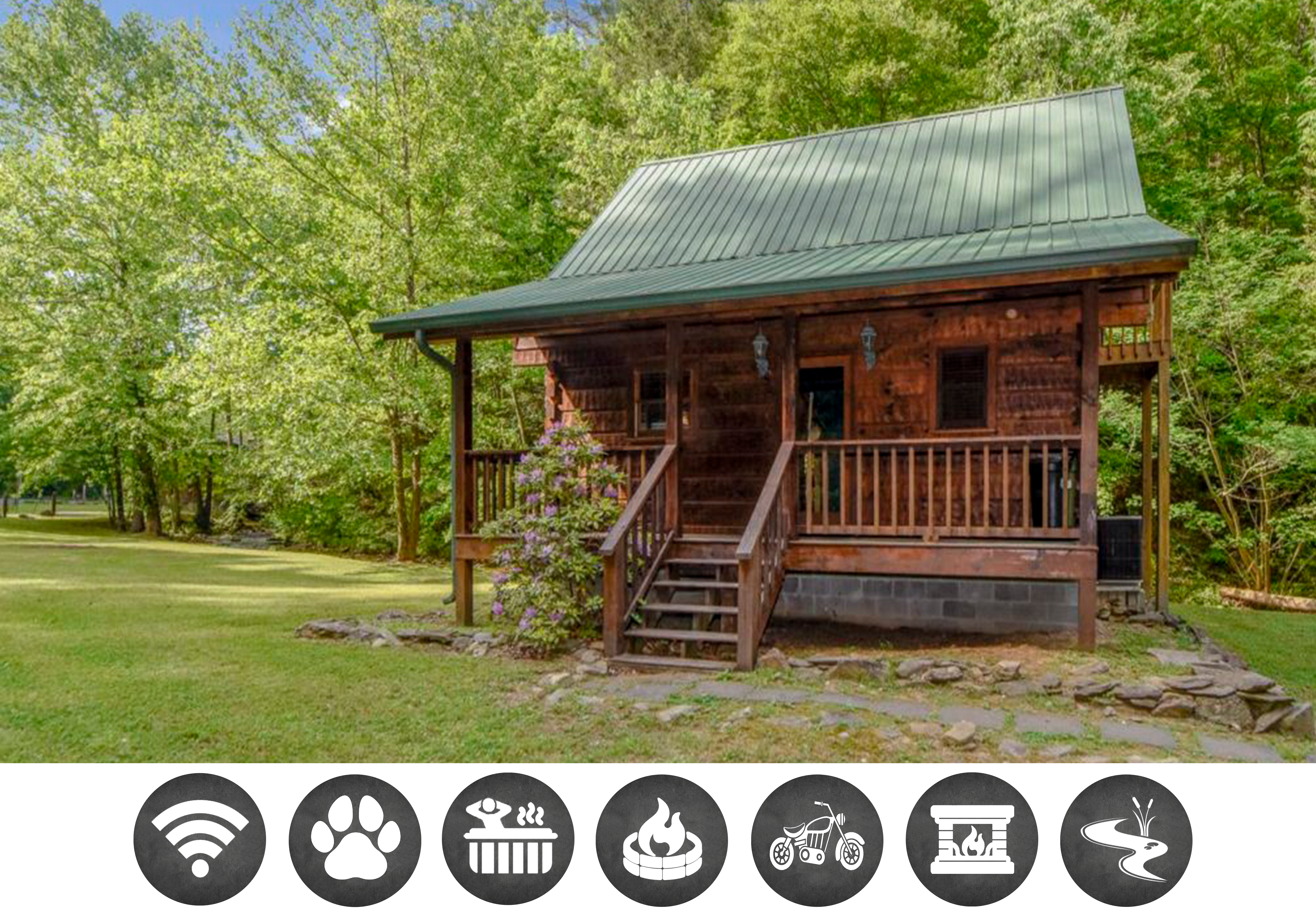 Whisper Creek : Free Attraction Tickets, Pet Friendly, Hot Tub, Wood Fireplace & Creek View