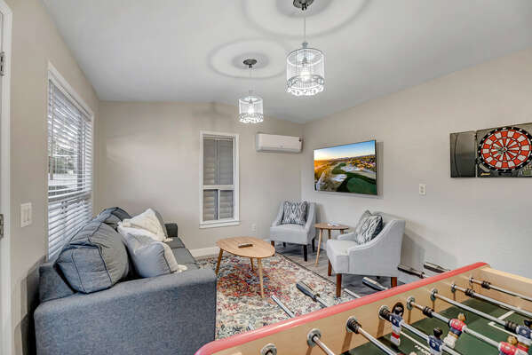 Game House Offers Queen Sleeper Sofa, Smart TV, Foosball and More! (Split A/C Unit)