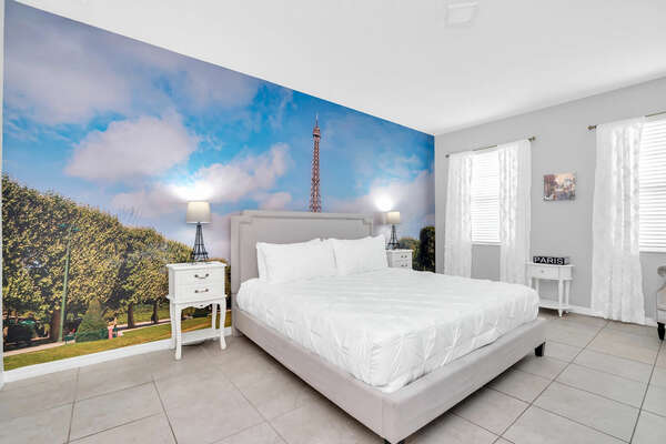 Paris themed King master suite on the first floor.