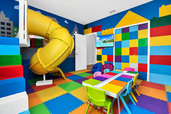 The kids can build their best lego house in the lego playroom.