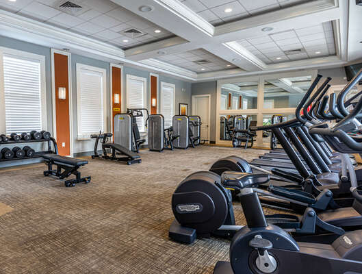 You can still work out on vacation in the fitness room at the clubhouse!