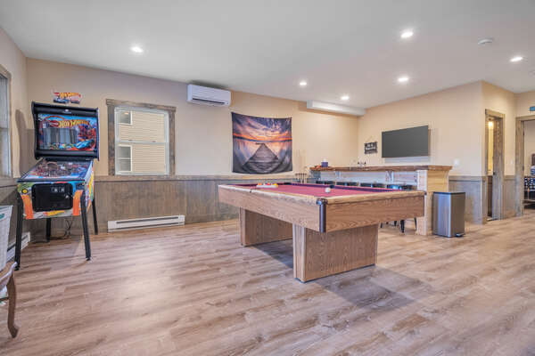 1st Floor Game Room with Pool Table, Pinball and Bar