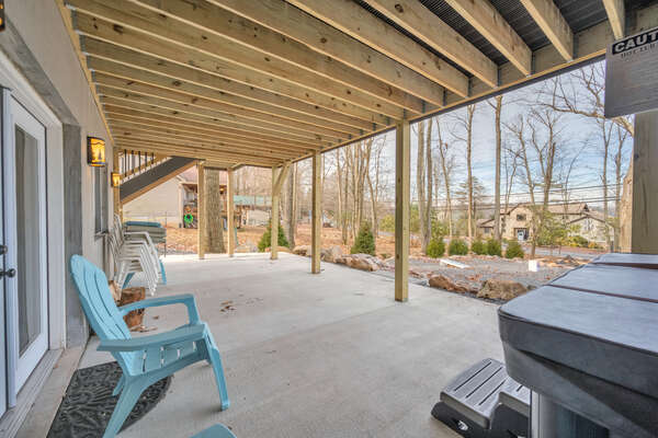 Relax on the 1st Floor Patio in the Outdoor Hot Tub or Seating