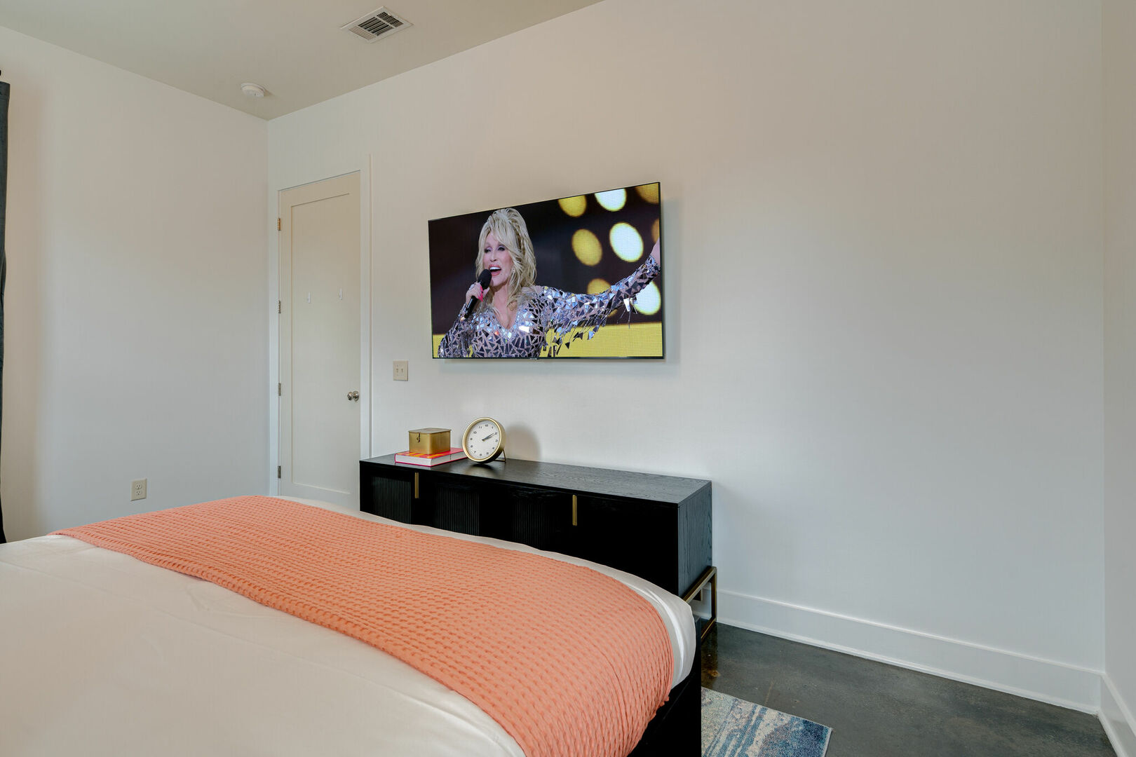 King bed with smart TV.