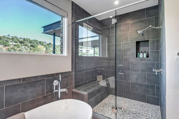 Master Bathroom Offers Large Soaking Tub and Large Walk-in Shower