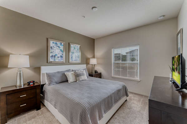 Master Bedroom is on the ground floor with a king bed
