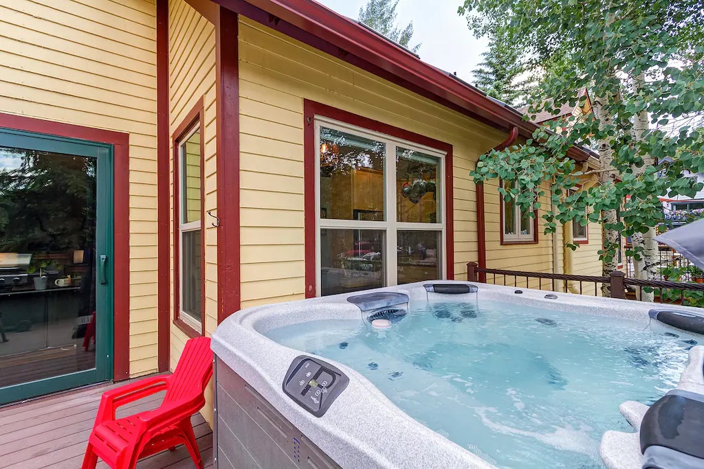Soak in this private hot tub on the deck after a long day on the slopes or after a day of hiking and biking