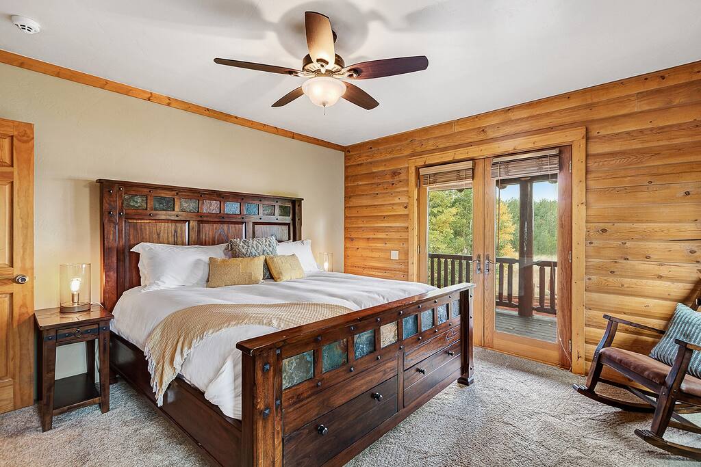 Master bedroom with walk out to the top deck!