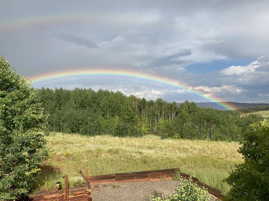 Rainbow in the front yard by the lake