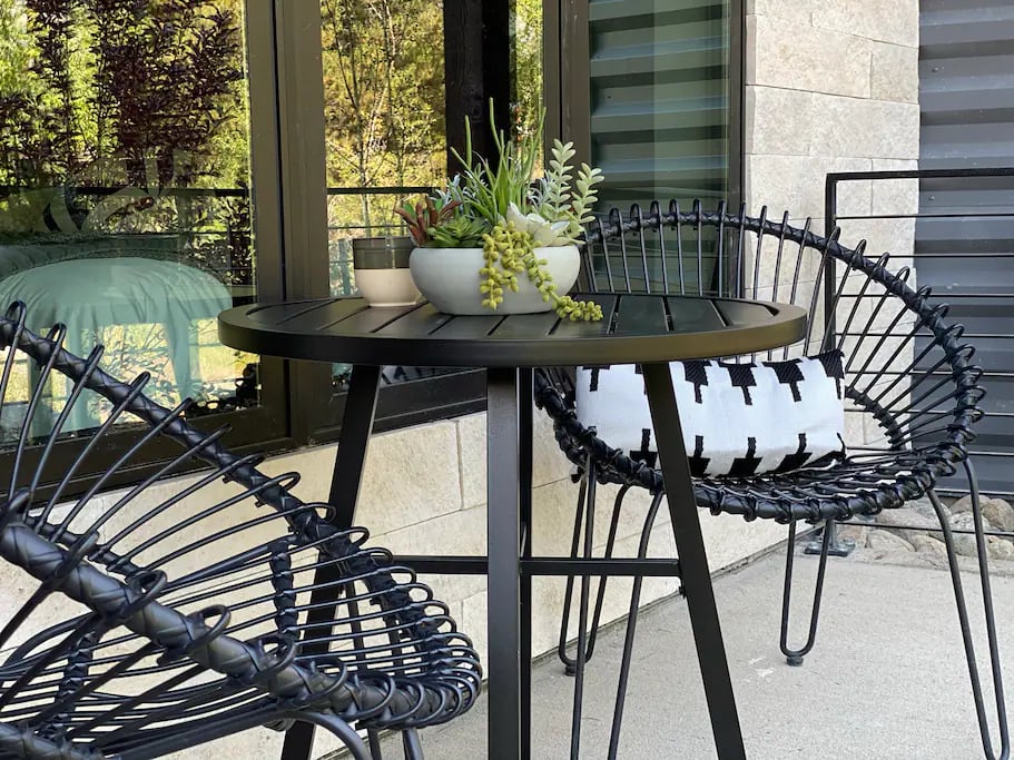 Have your morning coffee on the patio just steps from the river.