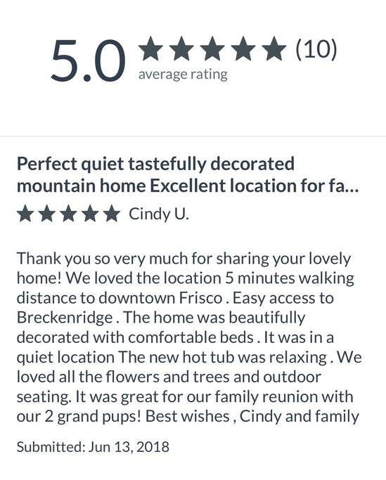 Check out this 5 Star review! We love our guests at the Summit House!