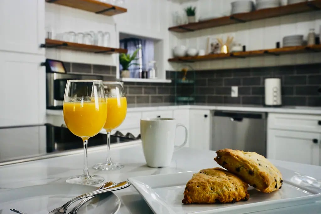 Enjoy breakfast with your loved ones in the kitchen parlor, the dining room, on the front patio or the back deck.
