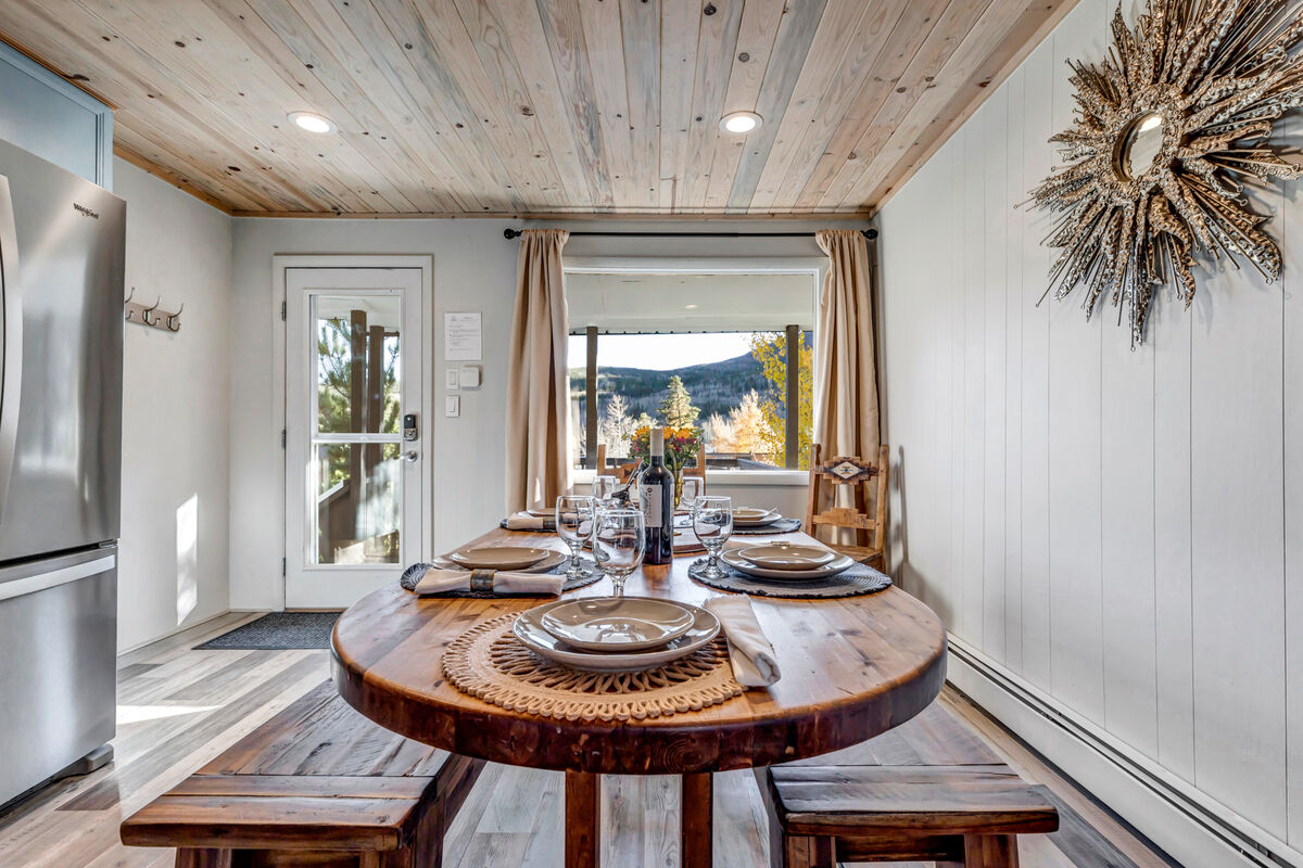 Large oversized farmhouse table in the dining room