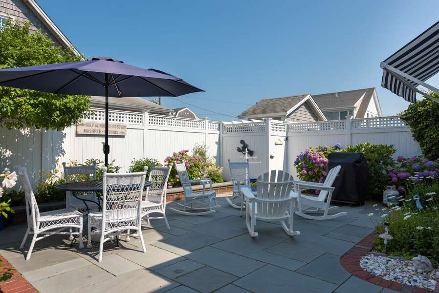 Privacy and plantings on the patio - 5 Zylpha Road Harwich Port Cape Cod - The Sandbox - NEVR