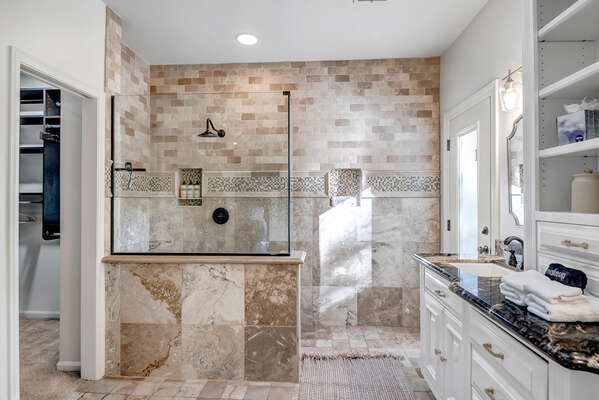 Beautiful En Suite Master Bathroom with Dual Vanity and Large Walk in Shower