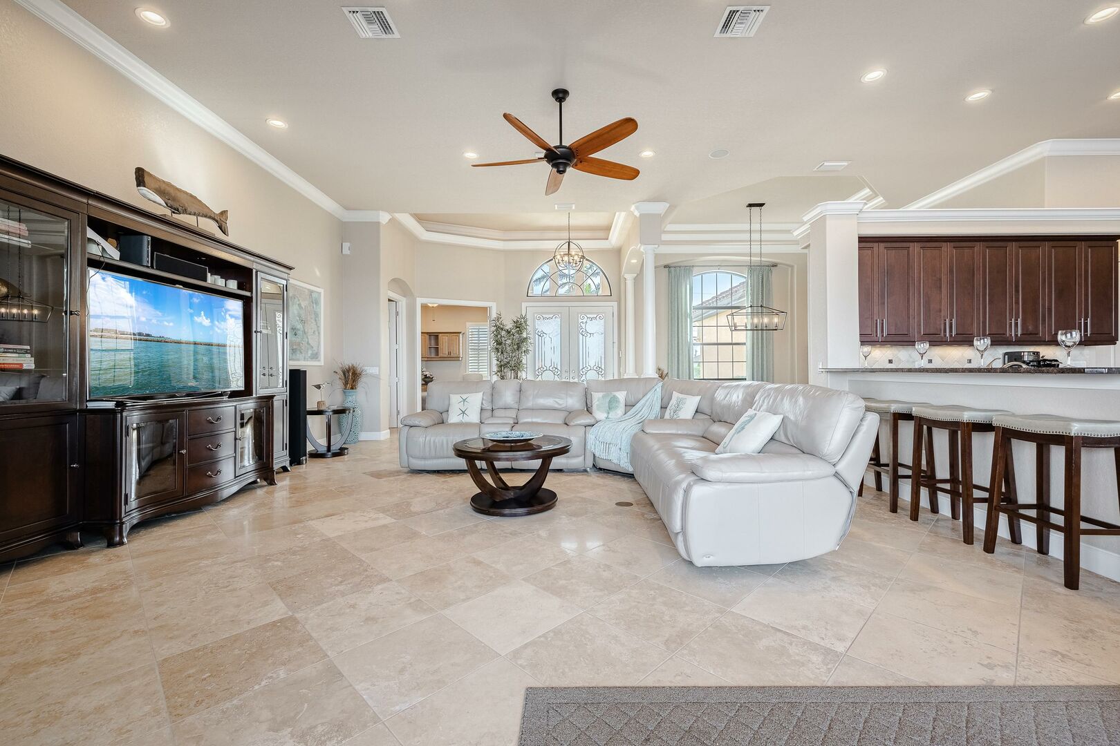 Luxury living room in Cape Coral vacation rental