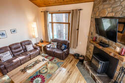 Living Room , Couch, Flat Screen TV , Fireplace- Pellet Stove