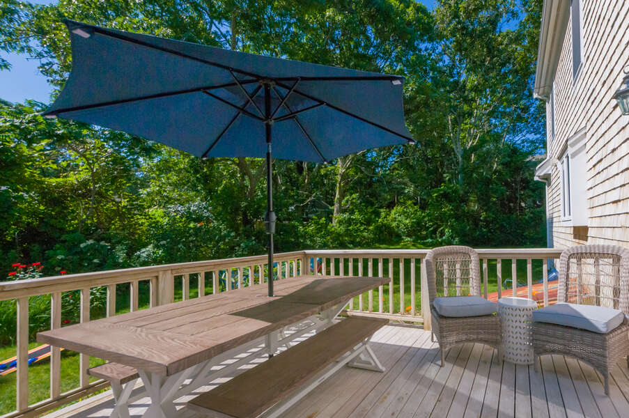 Beck deck with patio furniture.