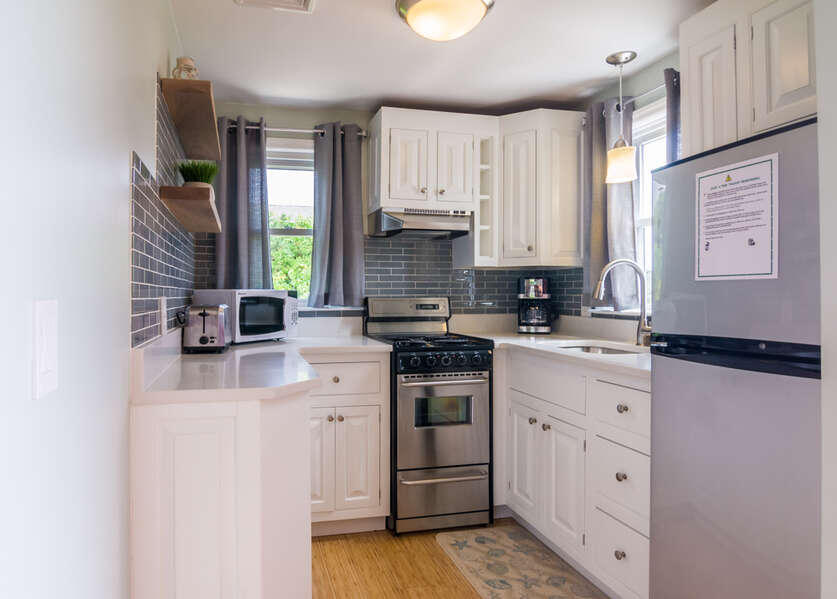 Bright, white, updated kitchen.
