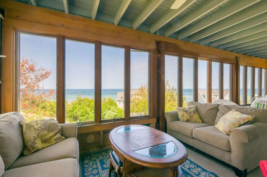 Views of the ocean from the sunroom.