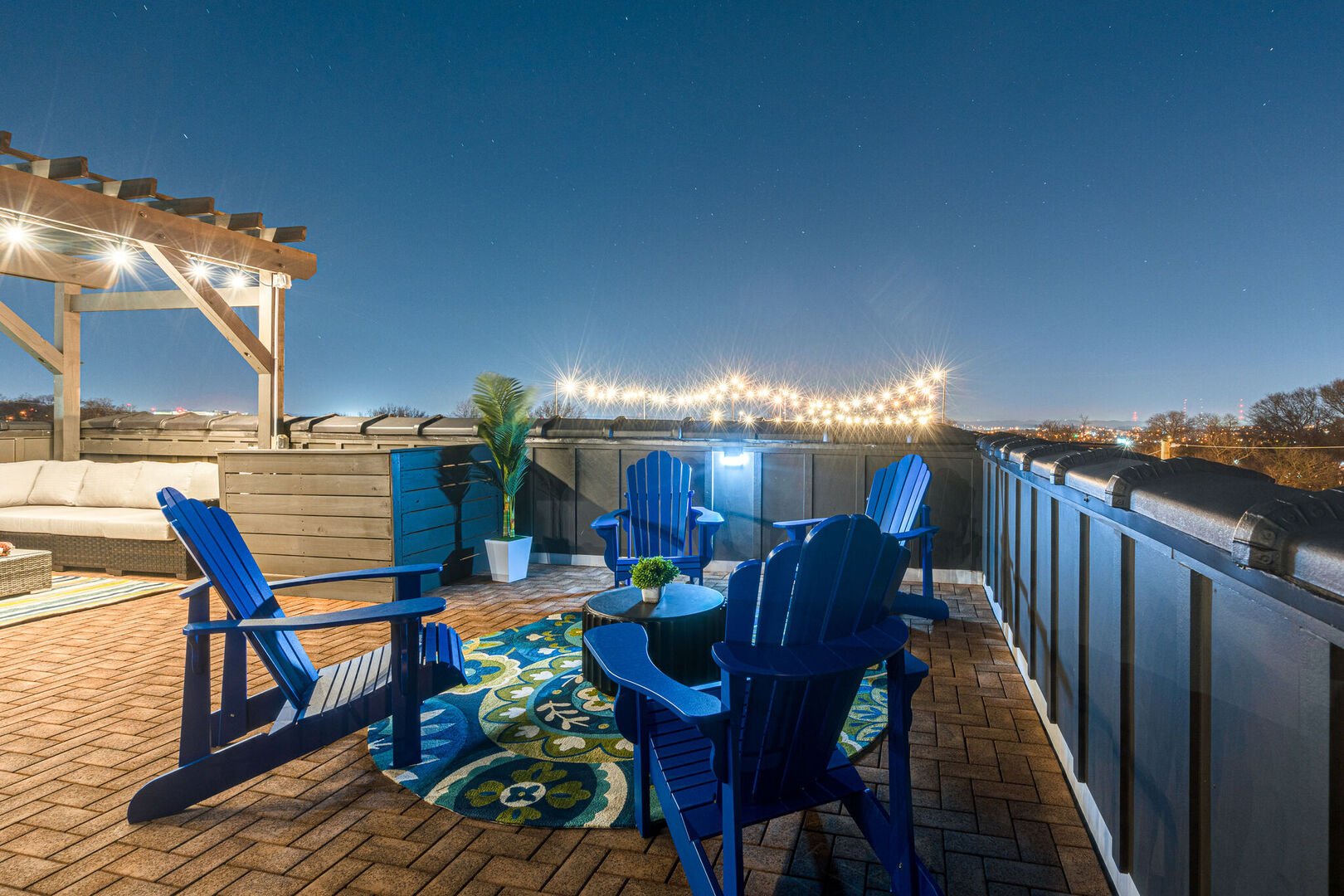 UPPER DECK with hot tub, lounge chairs and views