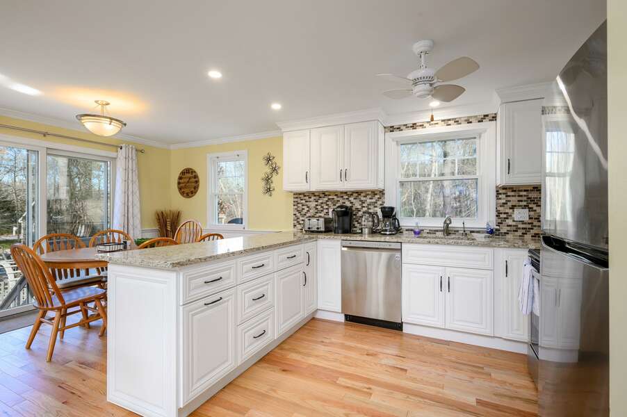 Kitchen with stainless steel appliances.