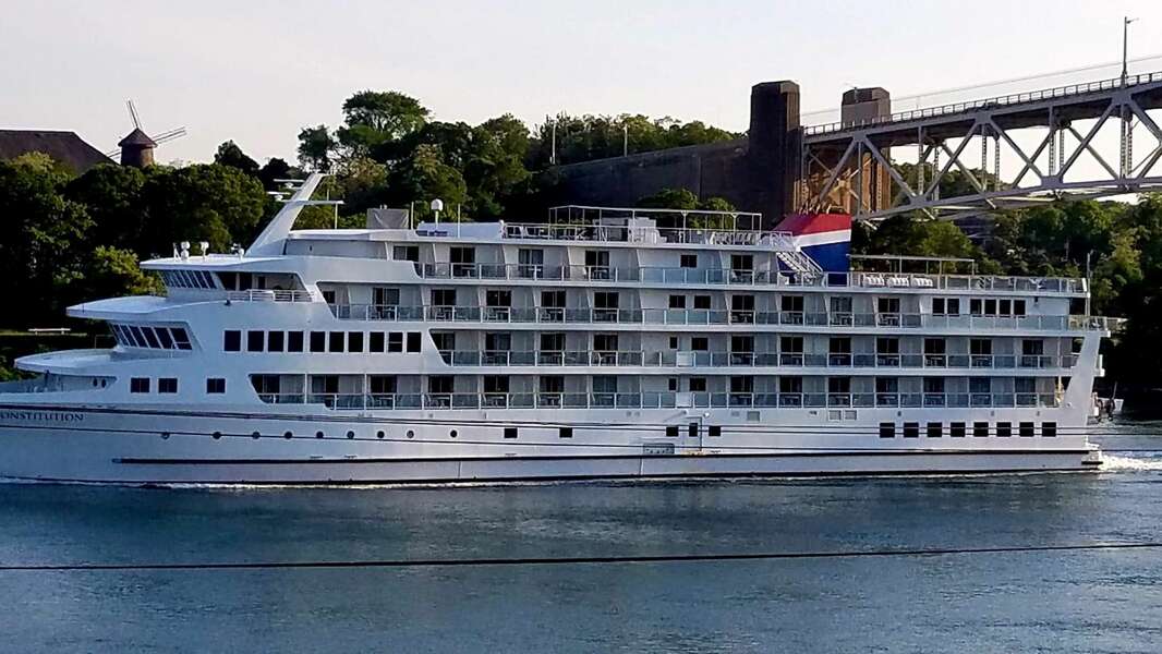 Small cruise ship going through the Cape Cod Canal