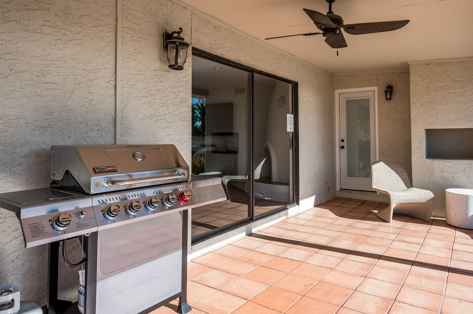 BBQ grill and back porch seating