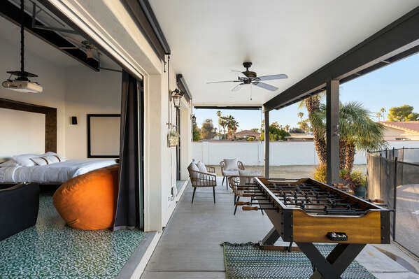 Play some foosball or relax nearby in the casita.