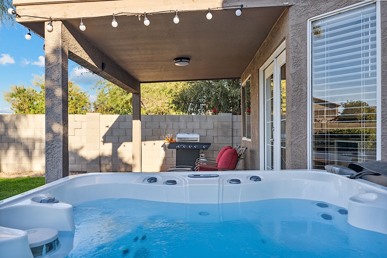 Backyard - Hot Tub & String Lights