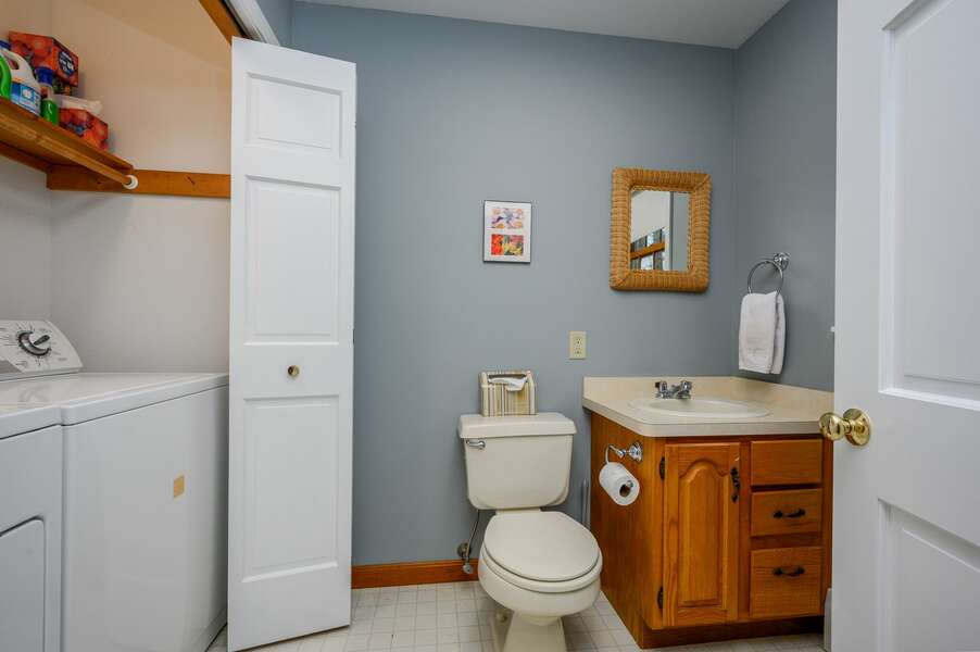 Bathroom #2 also provides laundry space for guests - 4 Harvest Hollow Harwich Port Cape Cod - We Shall Sea - NEVR