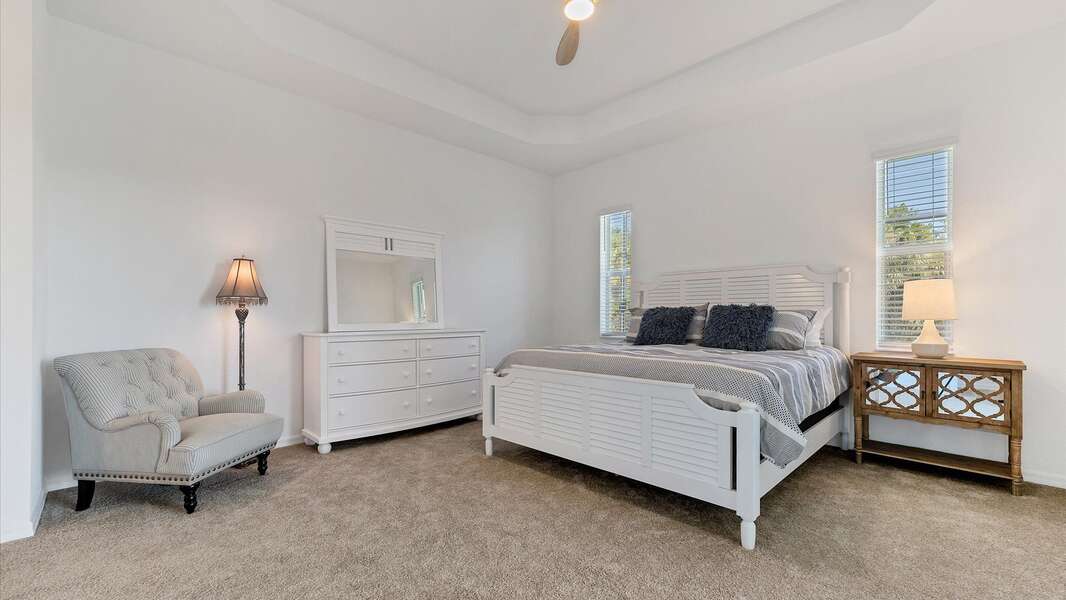 Master bedroom with king bed and ensuite