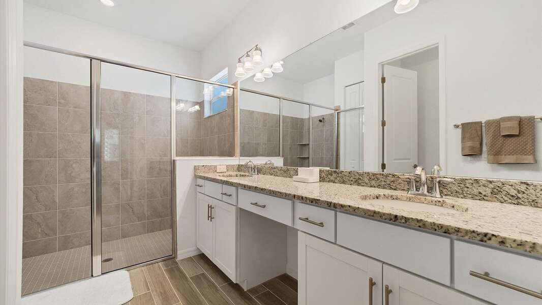 Large master bathroom with spacious walkin shower