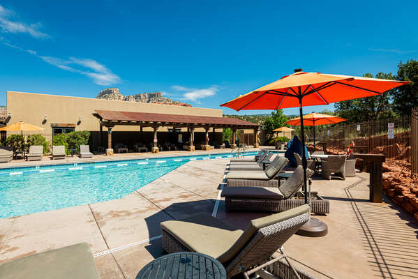 Seven Canyons Community Heated Pool & Hot Tub Open Year-round with Lounge Chairs and Views