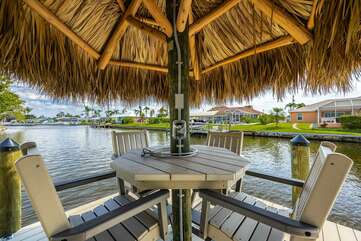 Tiki hut by the water