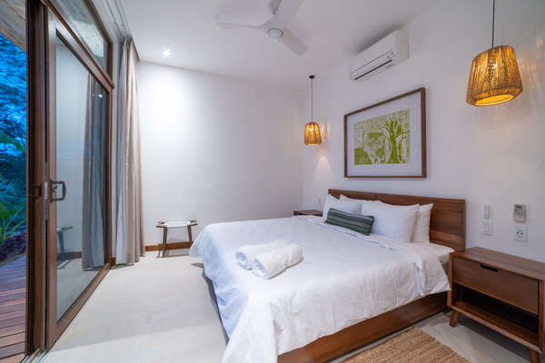 Master Bedroom 3 with Ensuite Bathroom, living room, smat tv  and terrace to the pool