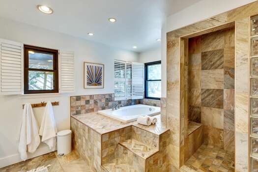 Master Bathroom with Soaking Tub and Separate Tile Shower