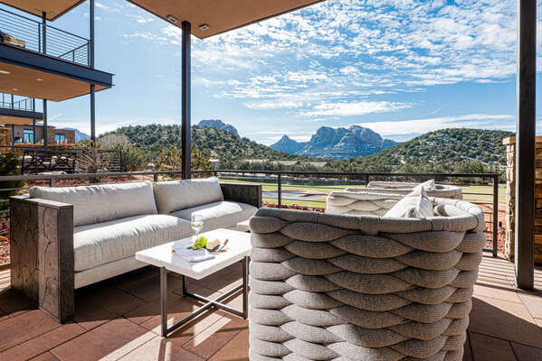 Private Patio with Golf Course and Mountain Views
