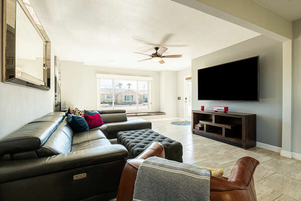Living Room with Comfortable Sectional and Smart TV