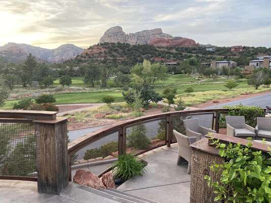 Relax on a fully furnished patio to enjoy the surrounding red rock views!