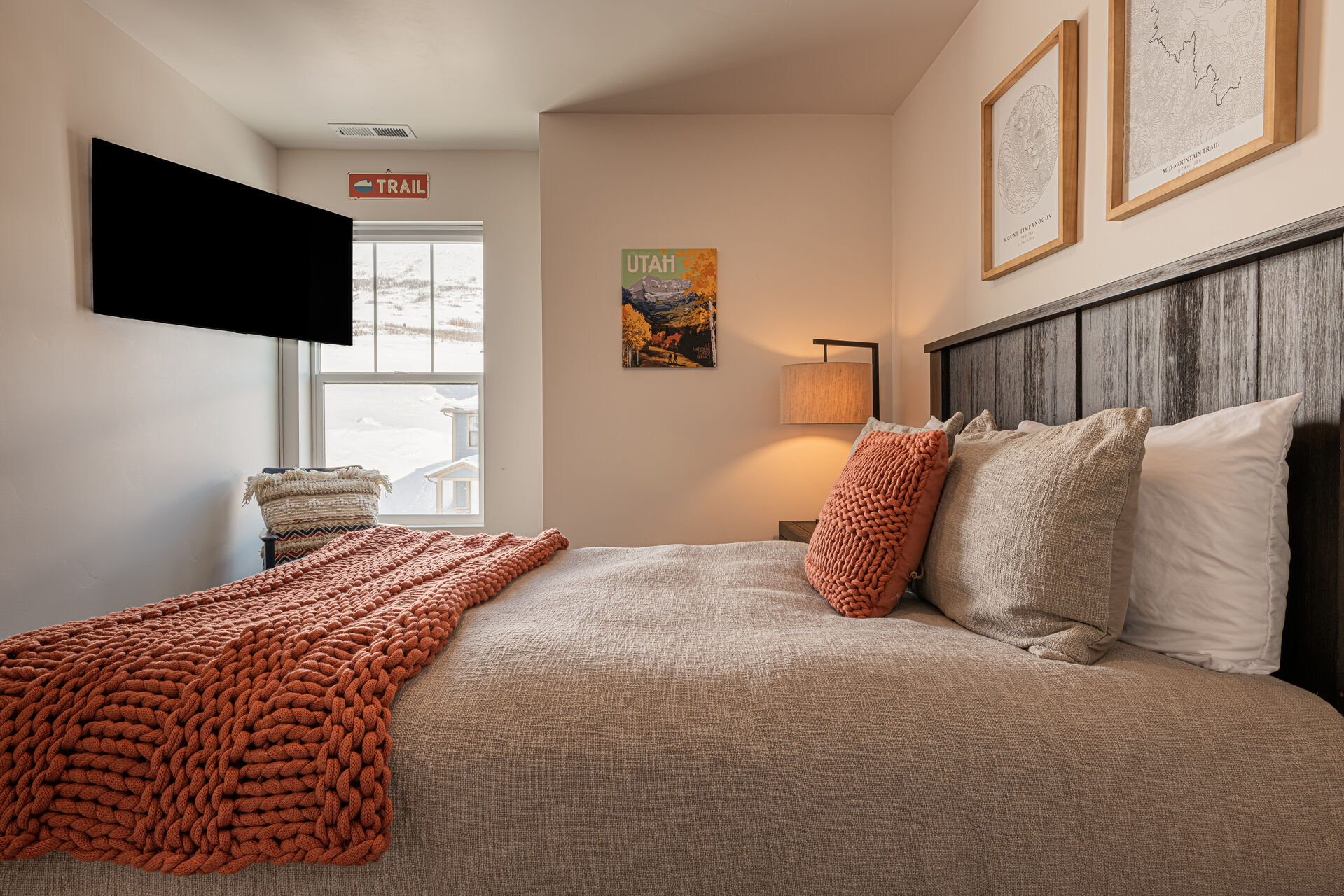 Upper Level Bedroom 3 with a Queen Bed and Smart TV