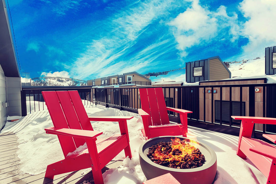 Private Rooftop Deck with Gas Firepit and Seating to enjoy the Bluebird Skies of Summit County!