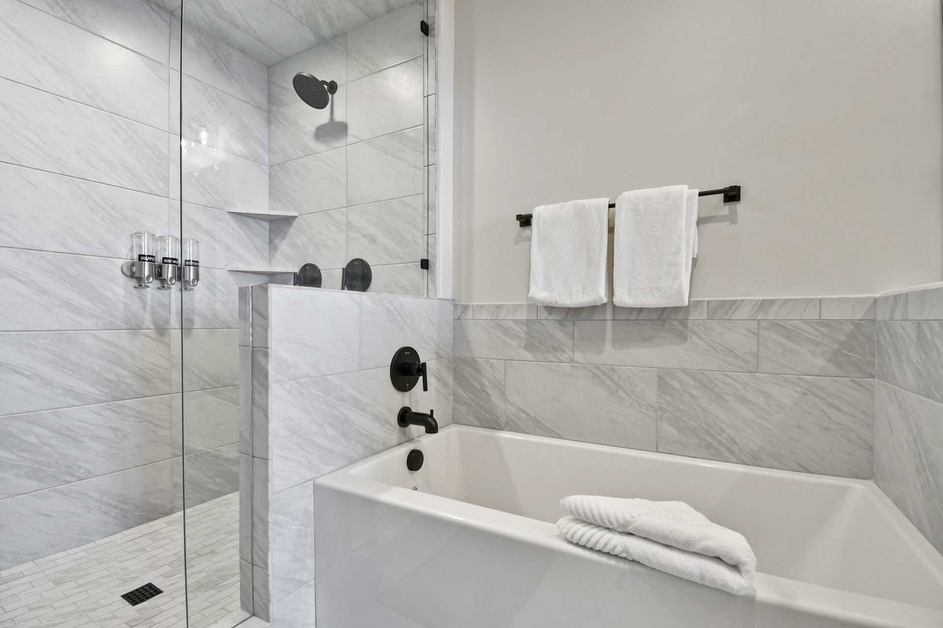 Separate tub and shower