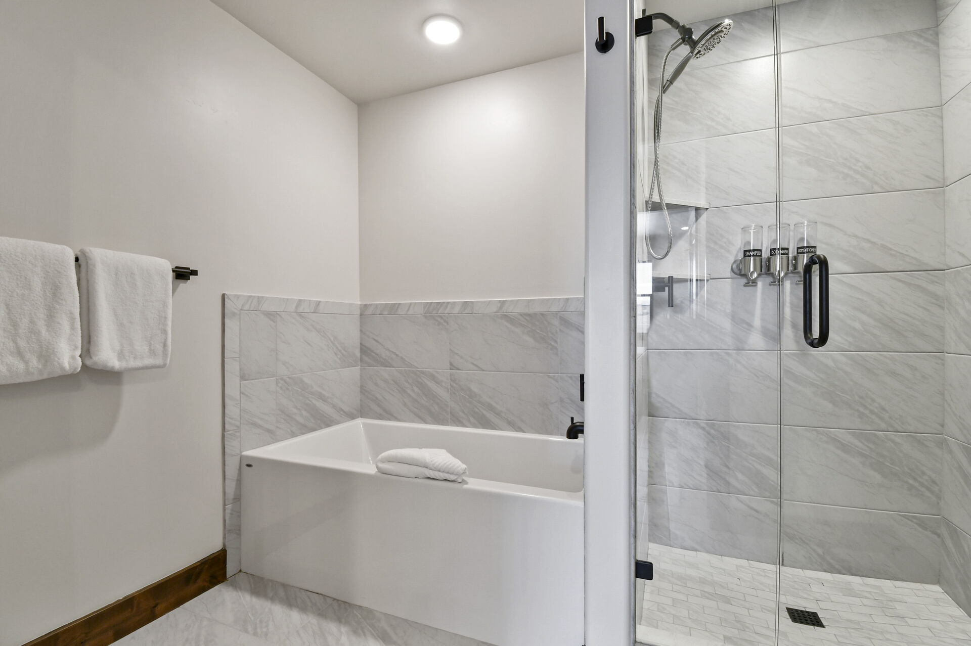 Separate shower and tub