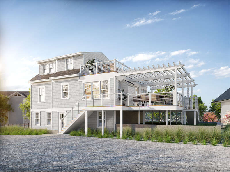 Front view of home with double decks - views to the ocean and lighthouse!