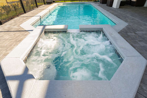 Pool and bubbling spa