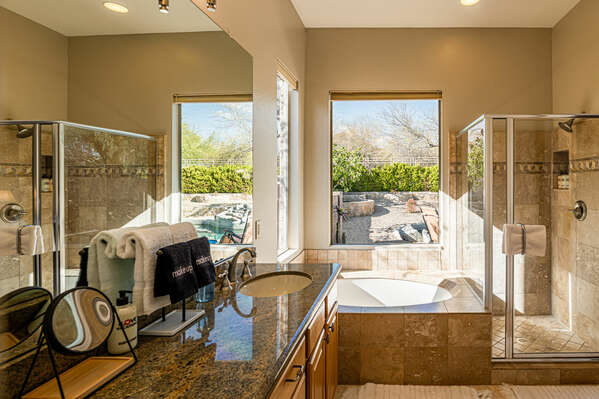 Master En Suite Bathroom with Dual Sinks, Large Soaking Tub and Shower