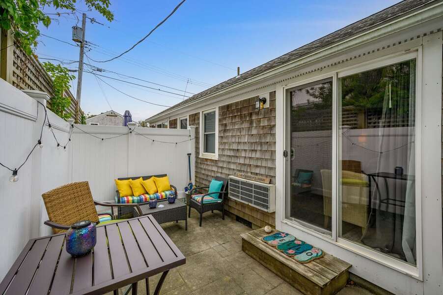 Slider to Patio with table and umbrella for outdoor dining - 200 Captain Chase Road Dennis Port