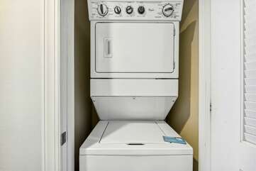 Stacked washer and dryer in unit