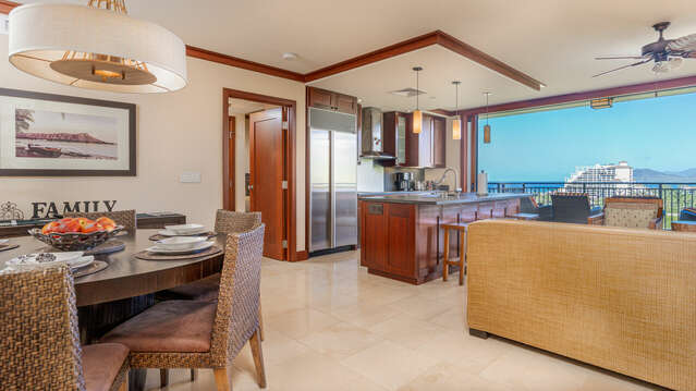 Open Dining, Living and Kitchen Area